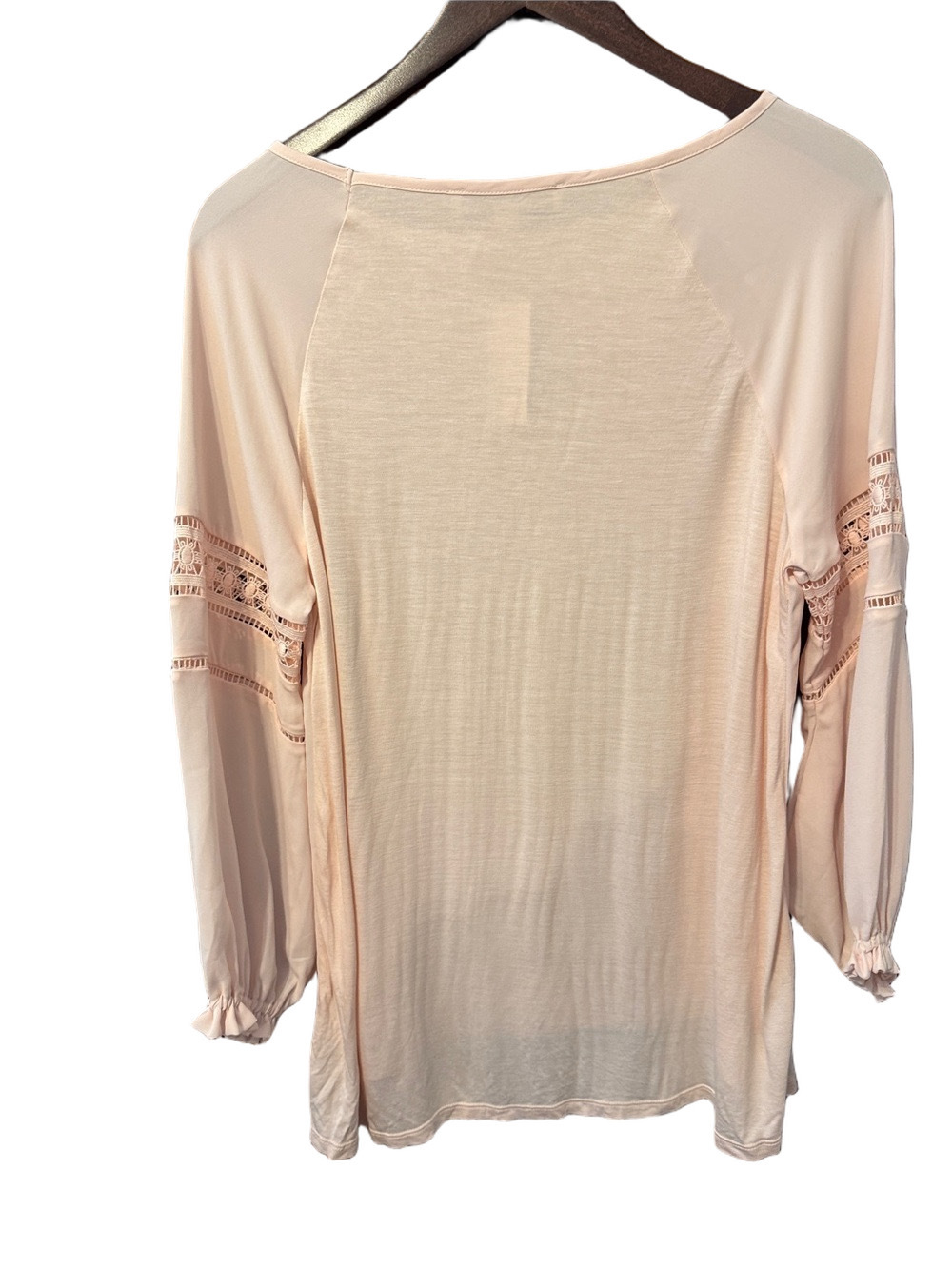 LOFT Blush Lace-Trim Long Sleeve Blouse Size M NWT - Picture 3 of 3